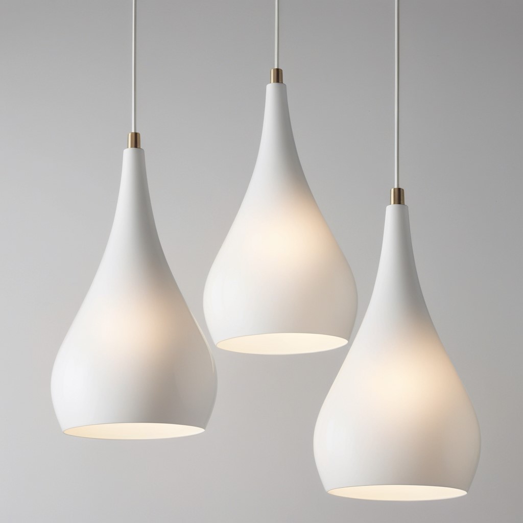 Minimalistic Modern Hanging Lighting - Three Lamps Hanging from Different Height. 