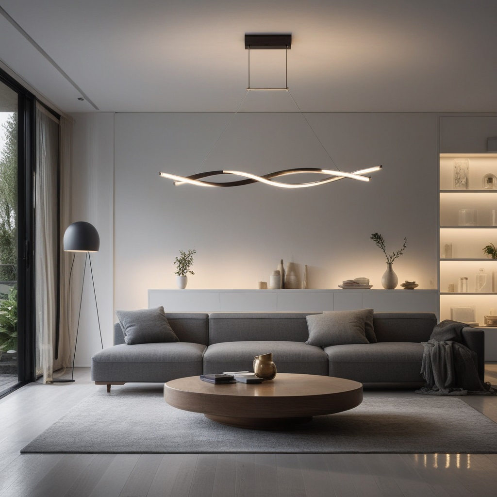 Ultra Modern Minimalist Lighting. Hanging Light Used in Minimalistic Design. 