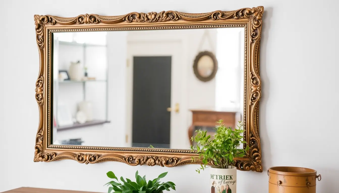 DIY Antique Painted Mirror Frame