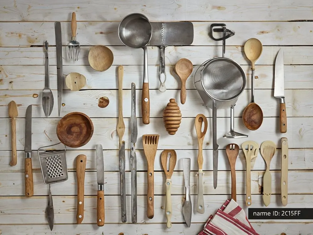 Minimalist Kitchen  with Rustic Utensils 