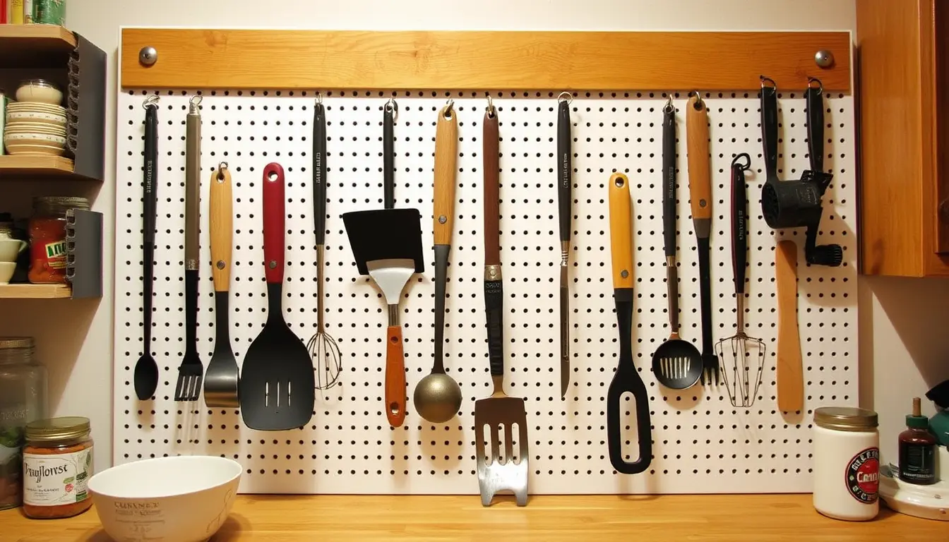 DIY Home Projects - Pegboard Cooking Tool Display