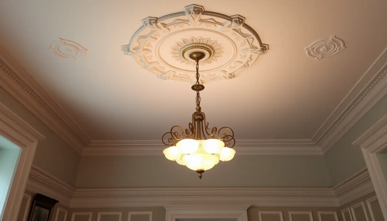 Victorian house with ceiling medallions and decorative moldings