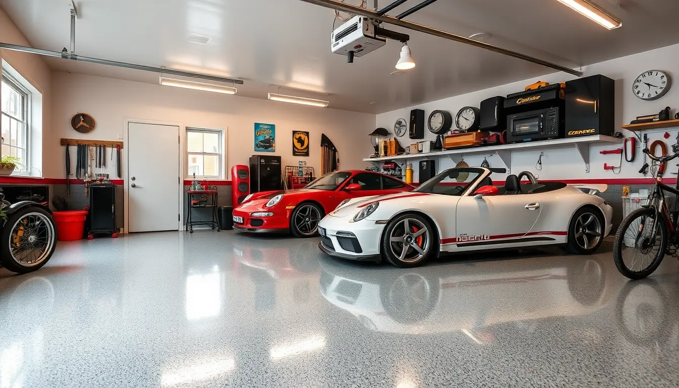 Garage Man Cave with Epoxy Flooring