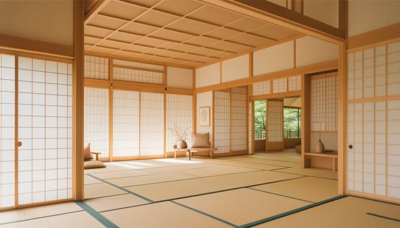 Minimalist Japanese House Interior with Open Spaces