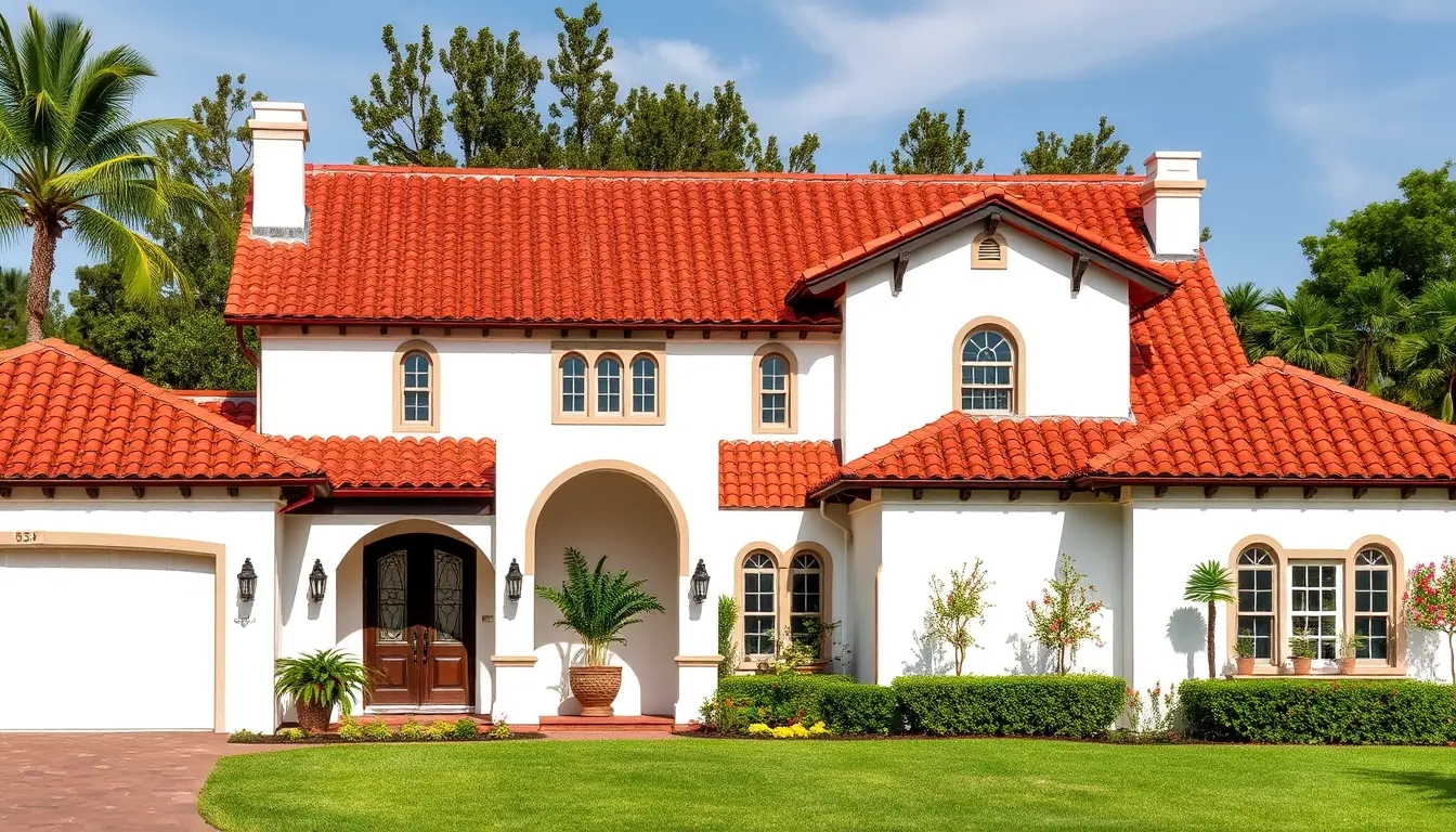 Spanish Style Homes with Characteristic Red Clay Roof