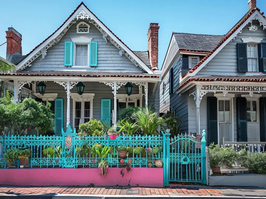 Shotgun Houses In New Orleans with Gingerbread Trim